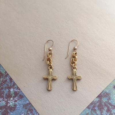 Cross Earrings -gold