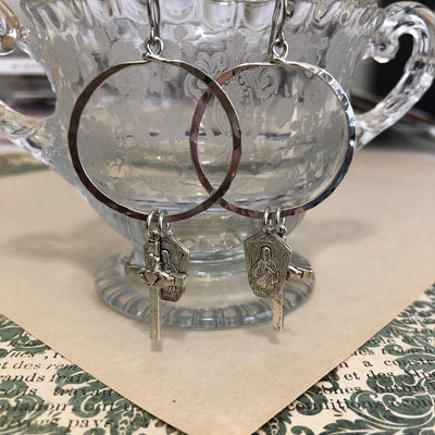 Heart and Hands Earrings silver