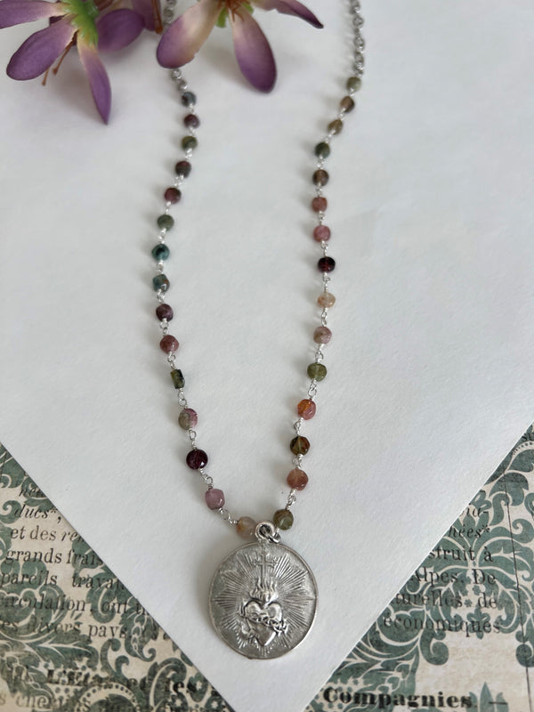 Sadie  Silver Necklace - Sacred Heart/Perpetual Help
