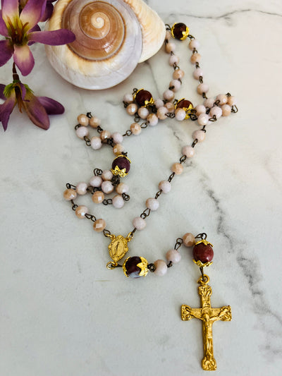 Rose Faceted and Crystal Rosary