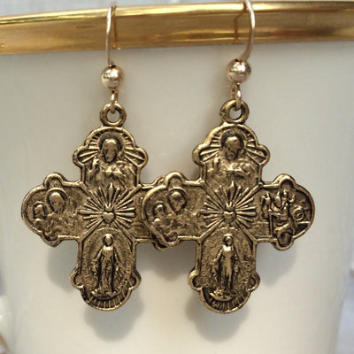4 way Cross Earrings-gold
