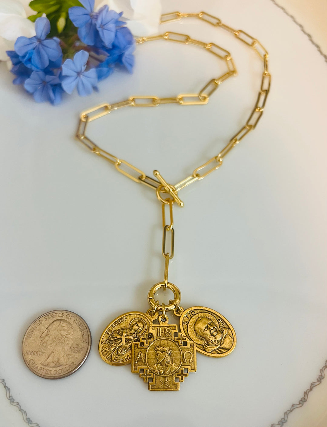 Alma- Choice of devotional medallions, St. Maria Goretti, Alpha and Omega and more