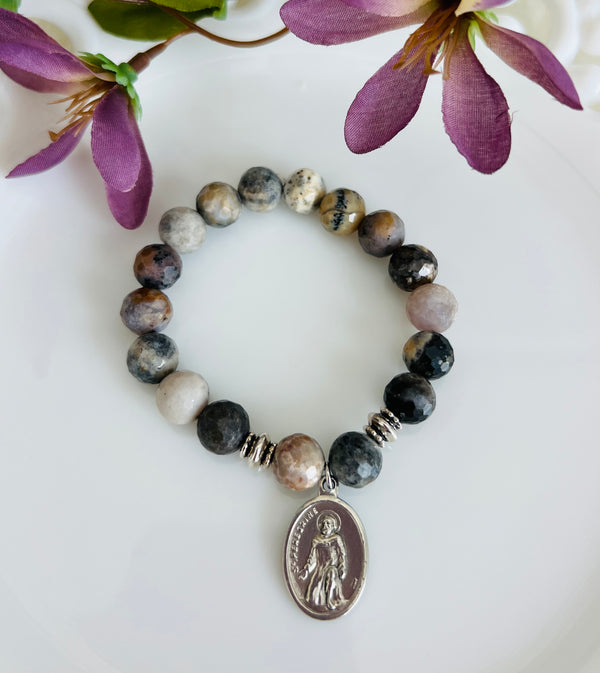 St. Peregrine Amethyst Sage Natural Stone Bracelet
