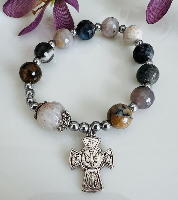 Amethyst Sage Rosary Bracelet