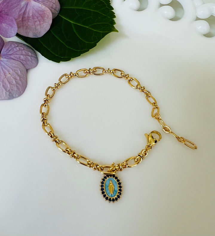 Aubrey - Mary in blue bracelet