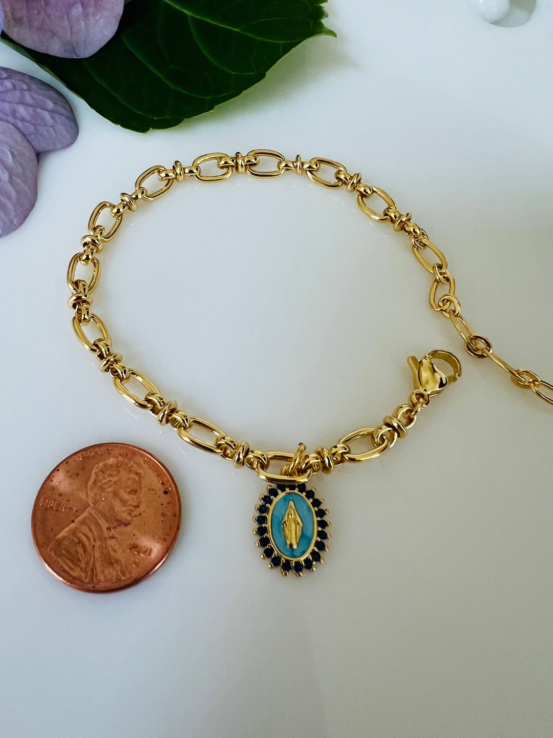 Aubrey - Mary in blue bracelet