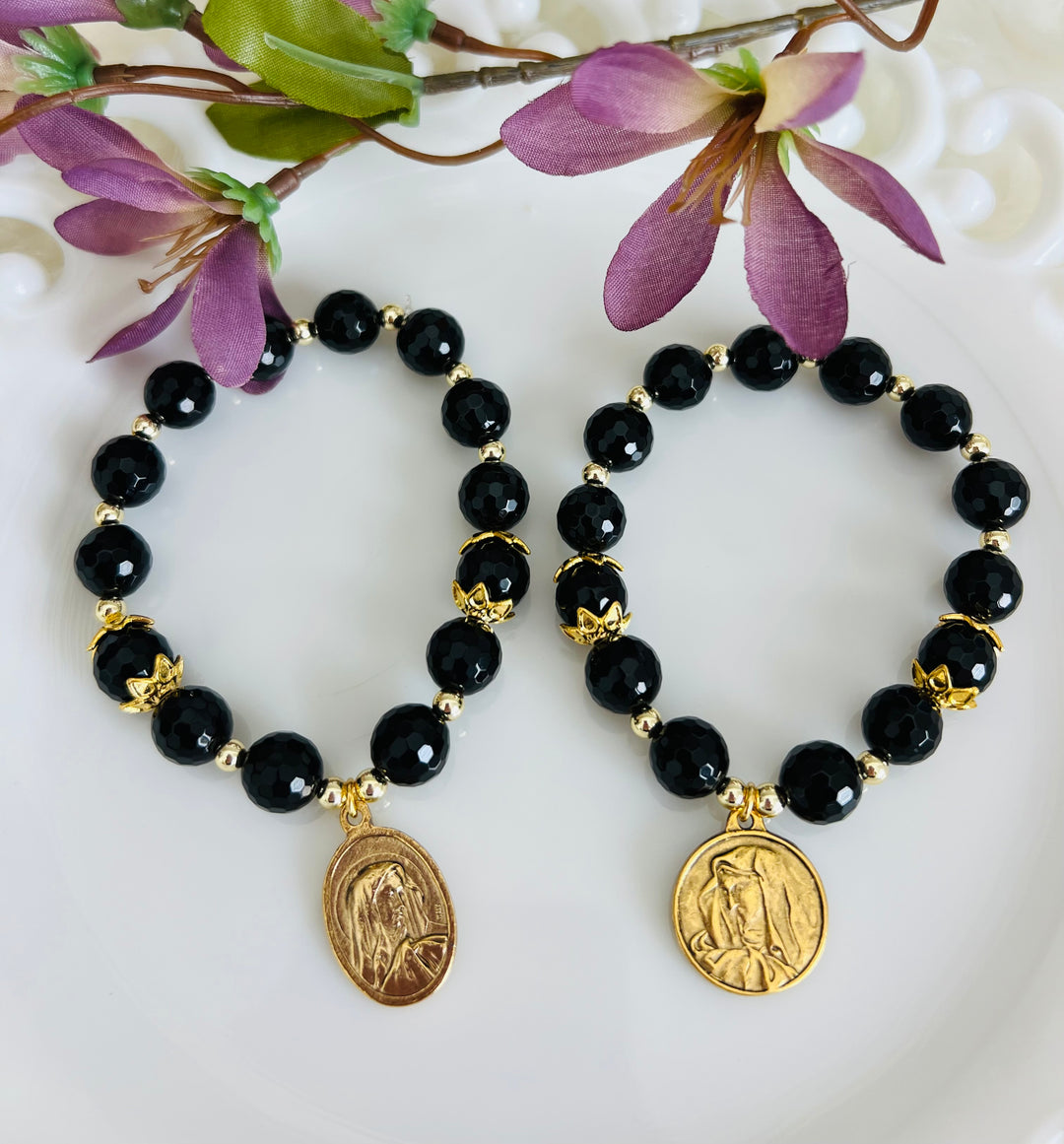 Our Lady of Sorrow or St. Peregrine with Black Onyx