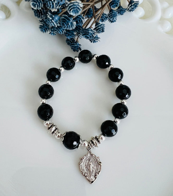 Rosary Bracelet with Black Onyx