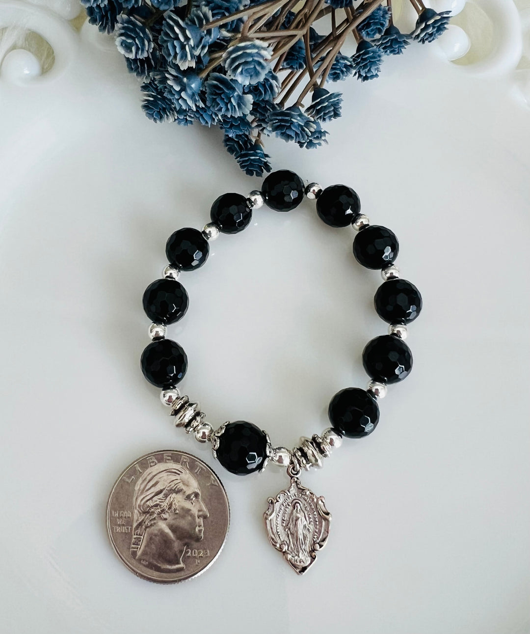 Rosary Bracelet with Black Onyx