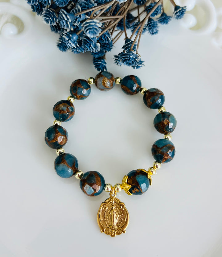 Rosary Bracelet with Blue Golden