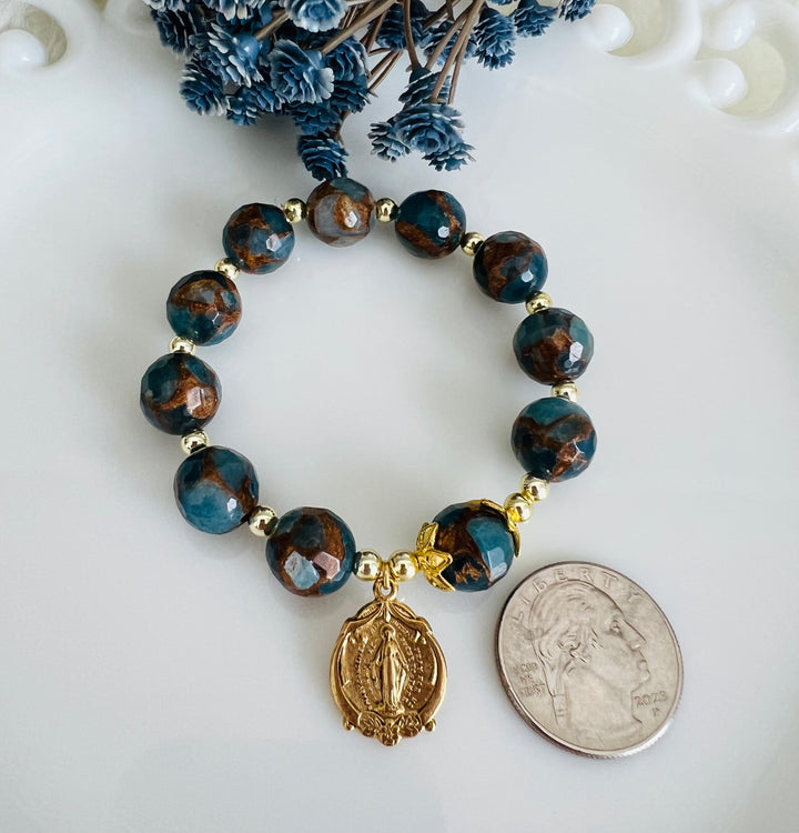 Rosary Bracelet with Blue Golden