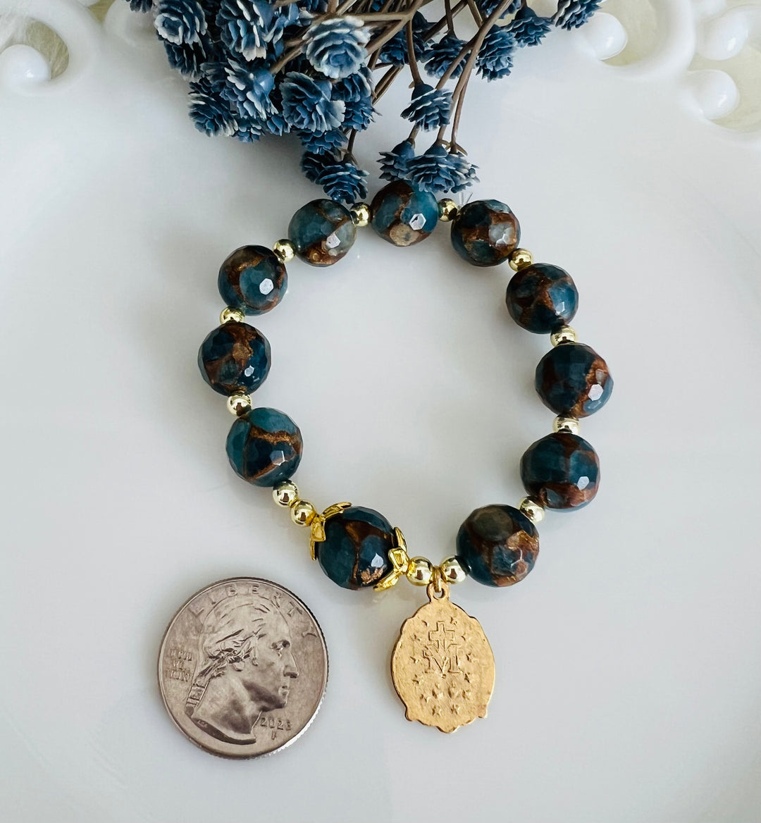 Rosary Bracelet with Blue Golden