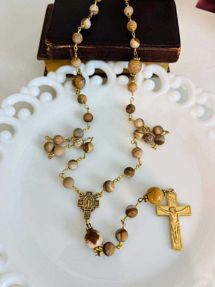 Wood Agate Rosary