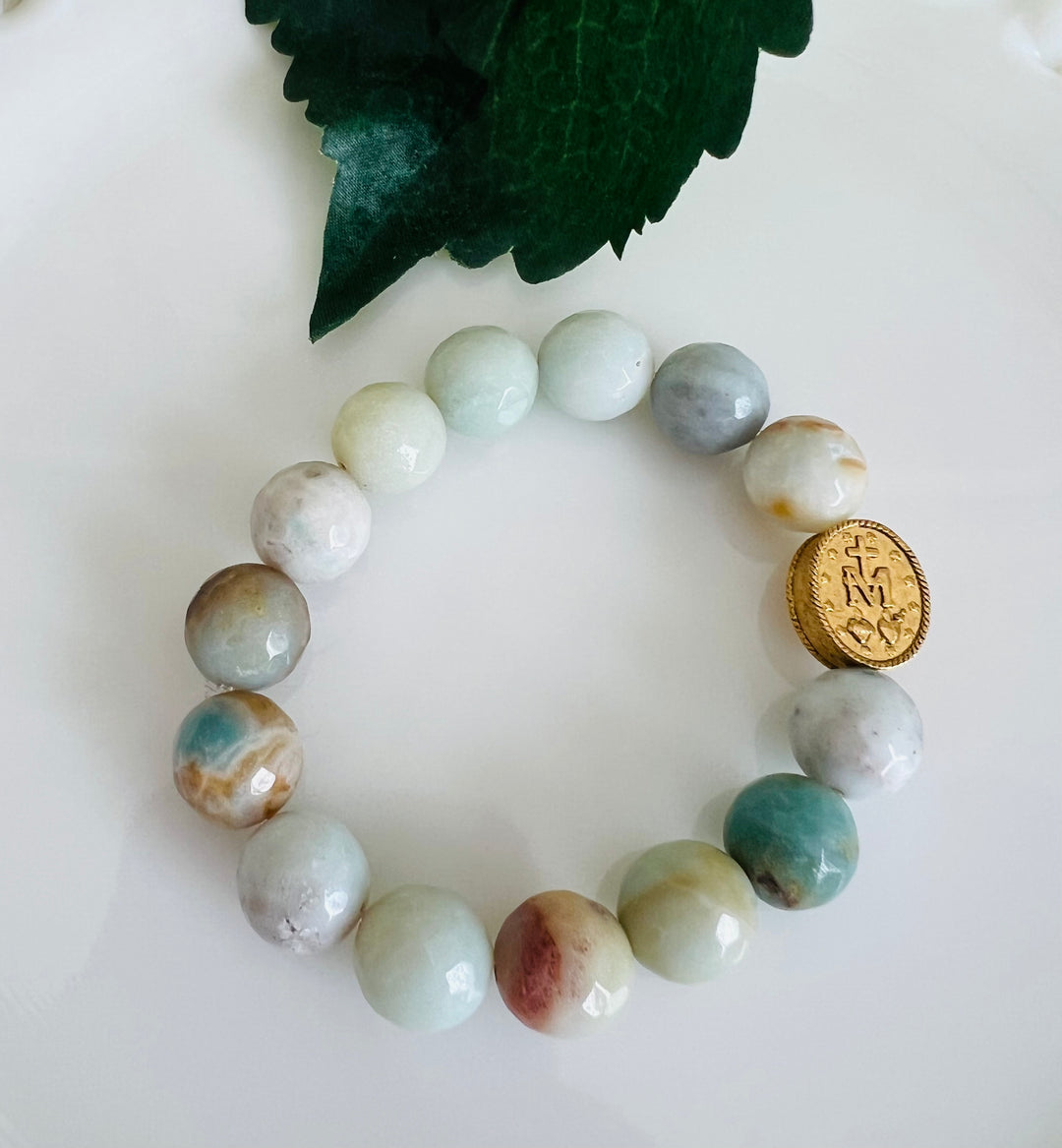 Miraculous Mary Bead Amazonite Stone Stretch