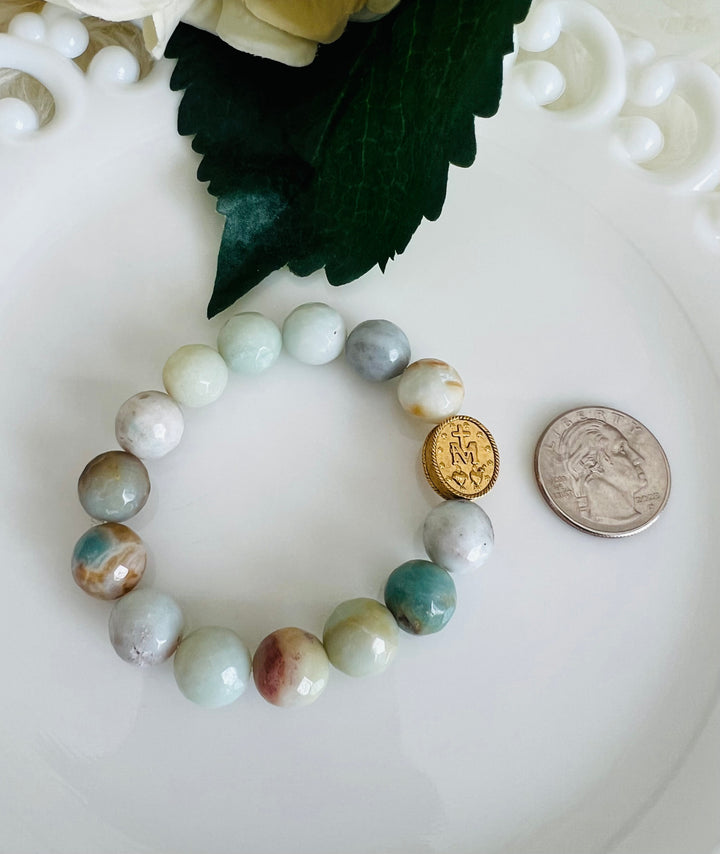 Miraculous Mary Bead Amazonite Stone Stretch