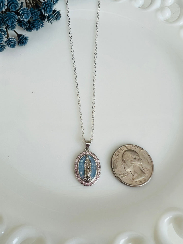 Demi  Silver -Etched with Blessed Mary
