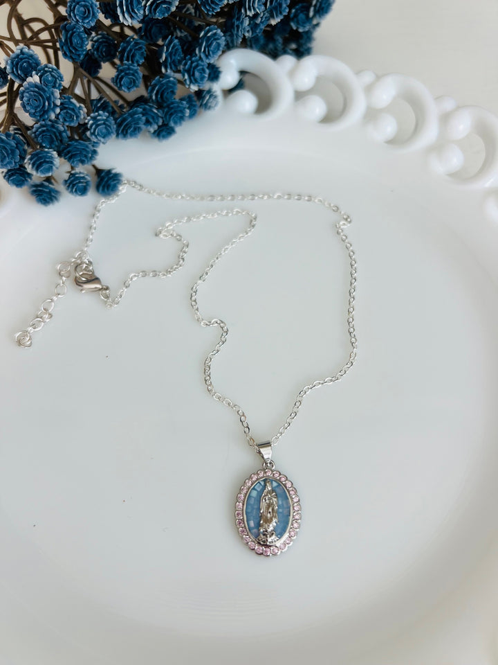 Demi  Silver -Etched with Blessed Mary