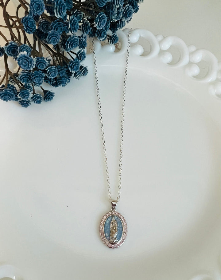 Demi  Silver -Etched with Blessed Mary