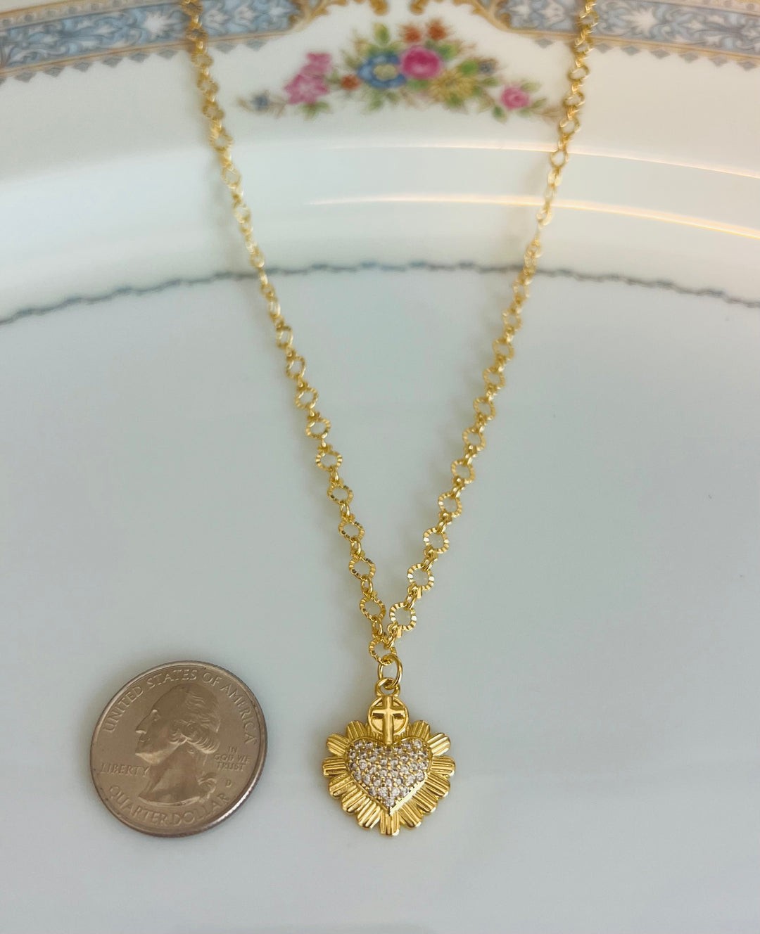 Faye - Pave Crystal Sacred Heart