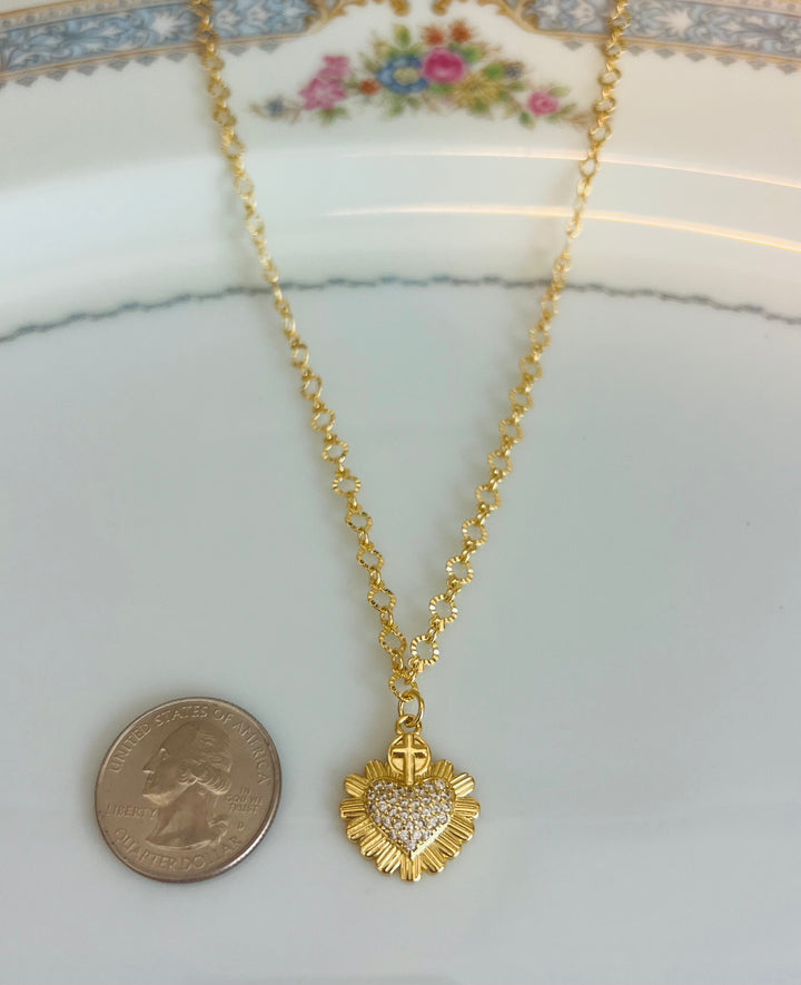 Faye - Pave Crystal Sacred Heart