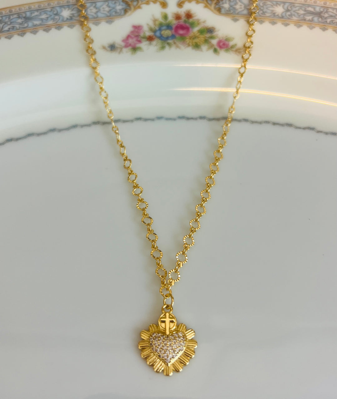Faye - Pave Crystal Sacred Heart