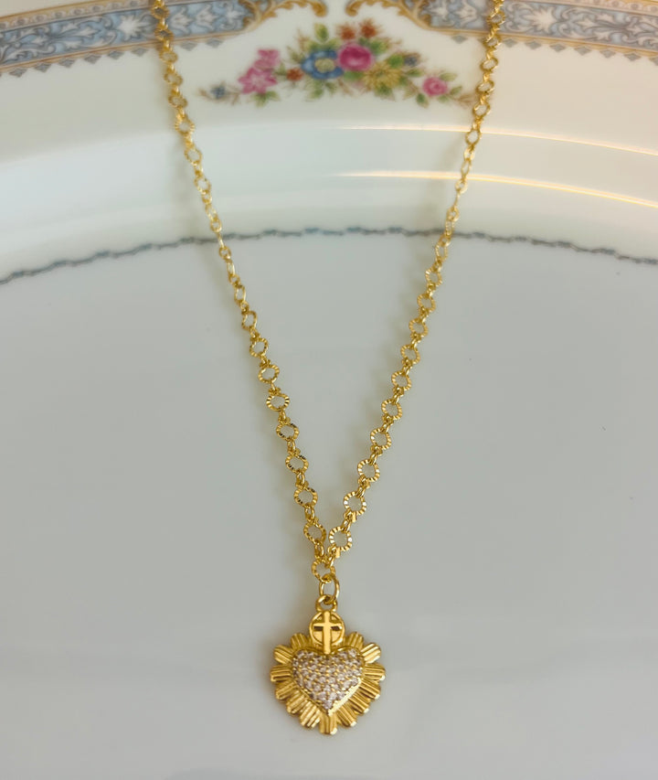 Faye - Pave Crystal Sacred Heart
