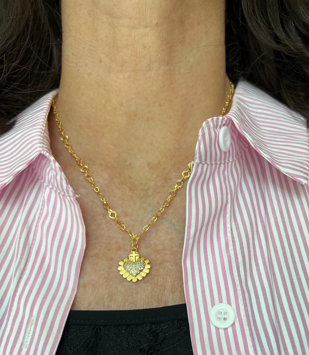 Faye - Pave Crystal Sacred Heart