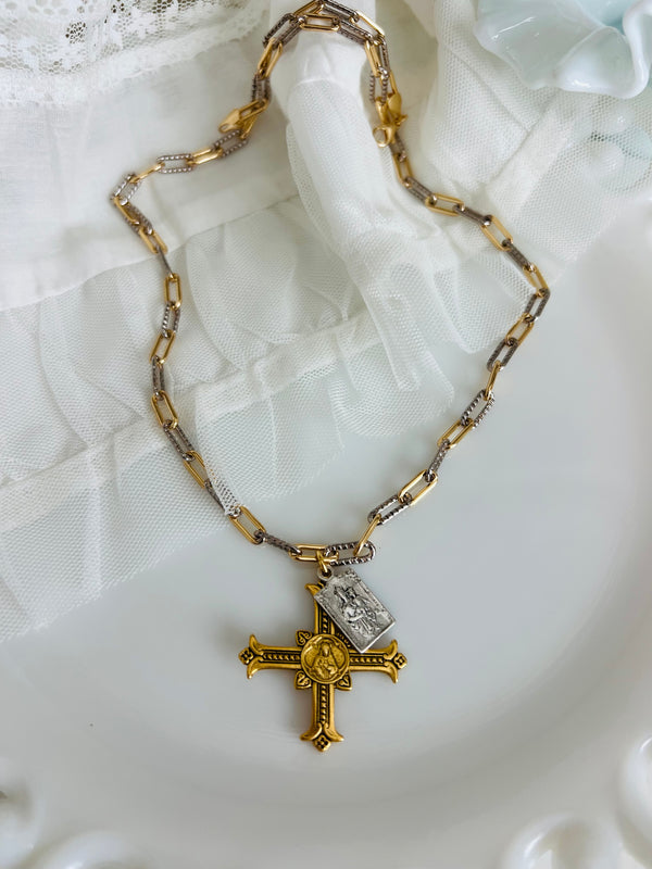 Gina Necklace - trio of grace with Jesus, Mary and the cross- 2 options