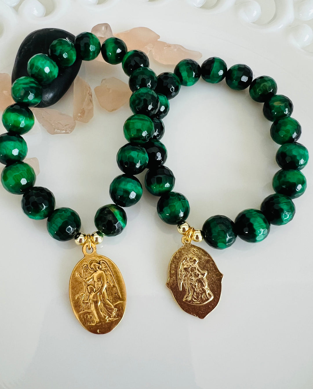 Green Cat's Eye with St. Michael or St. Joseph