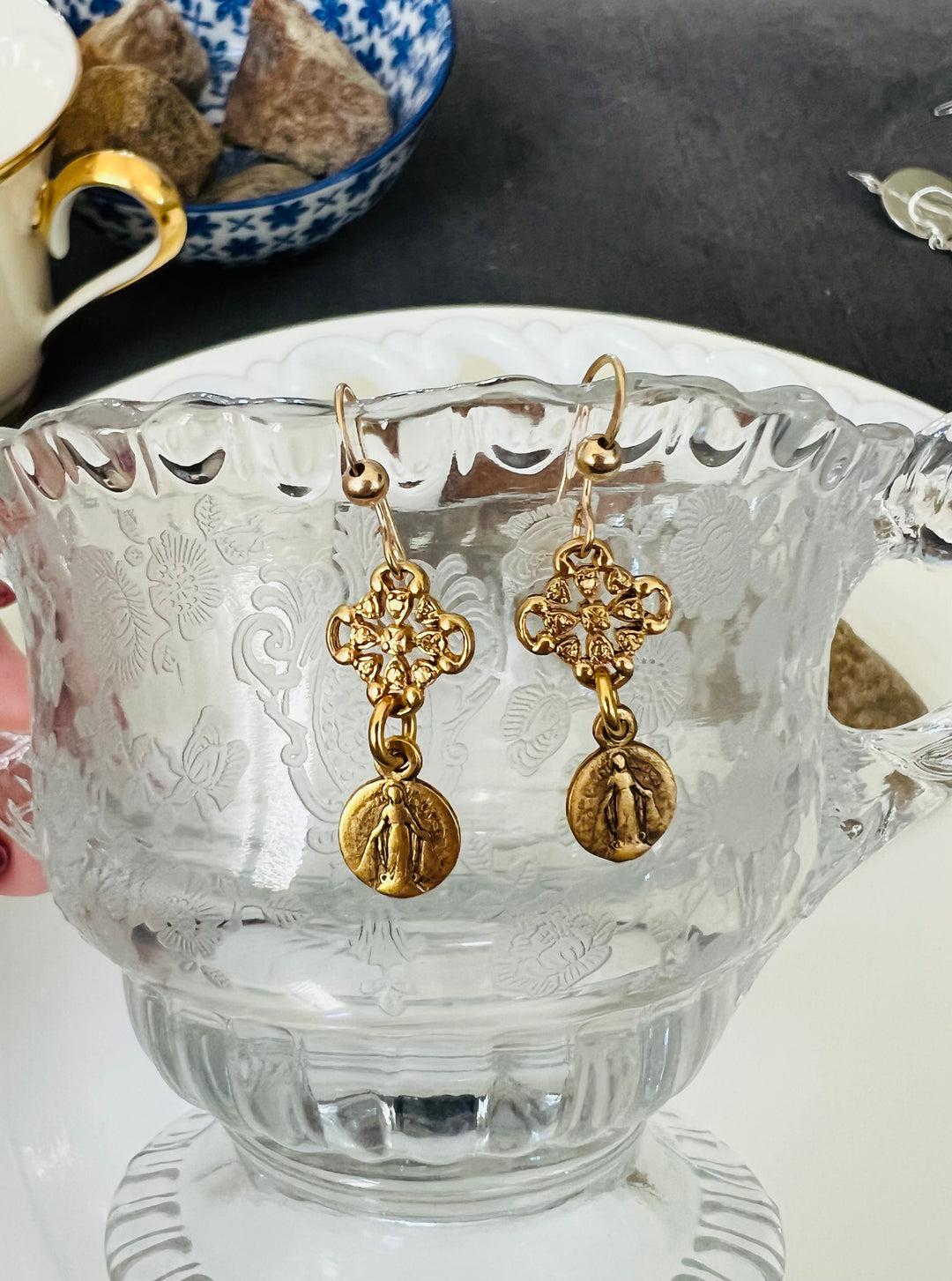 Petite Immaculate Mary earrings