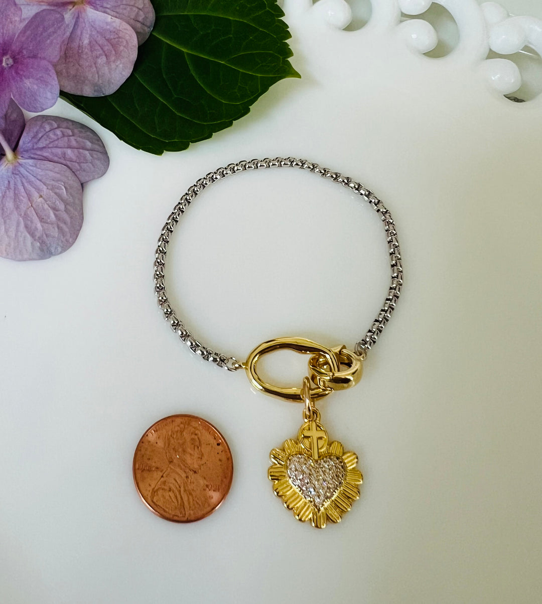 Jade - Pave Sacred Heart Bracelet