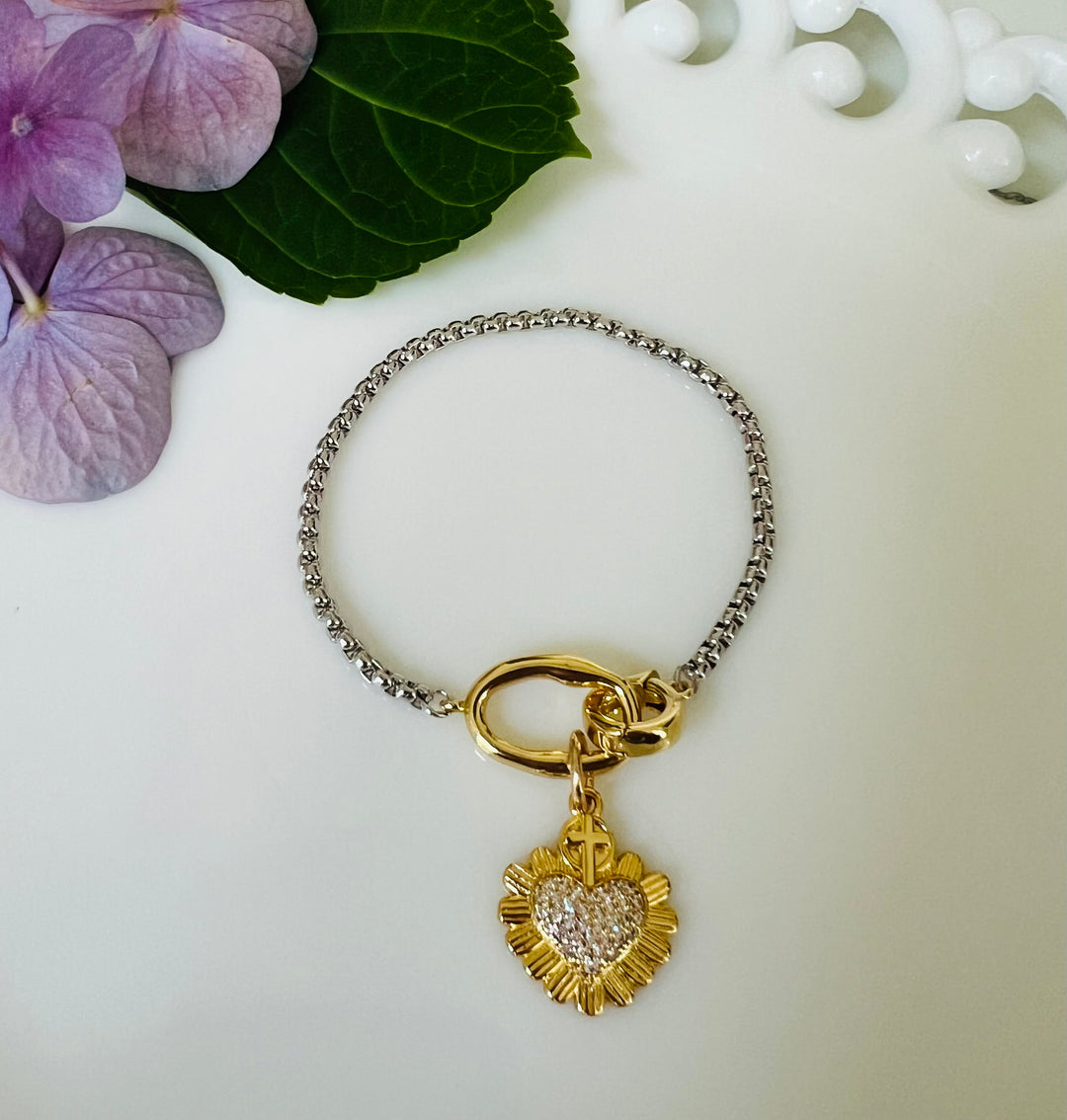 Jade - Pave Sacred Heart Bracelet