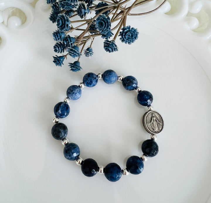 Miraculous Mary Bead with Lapis Stretch