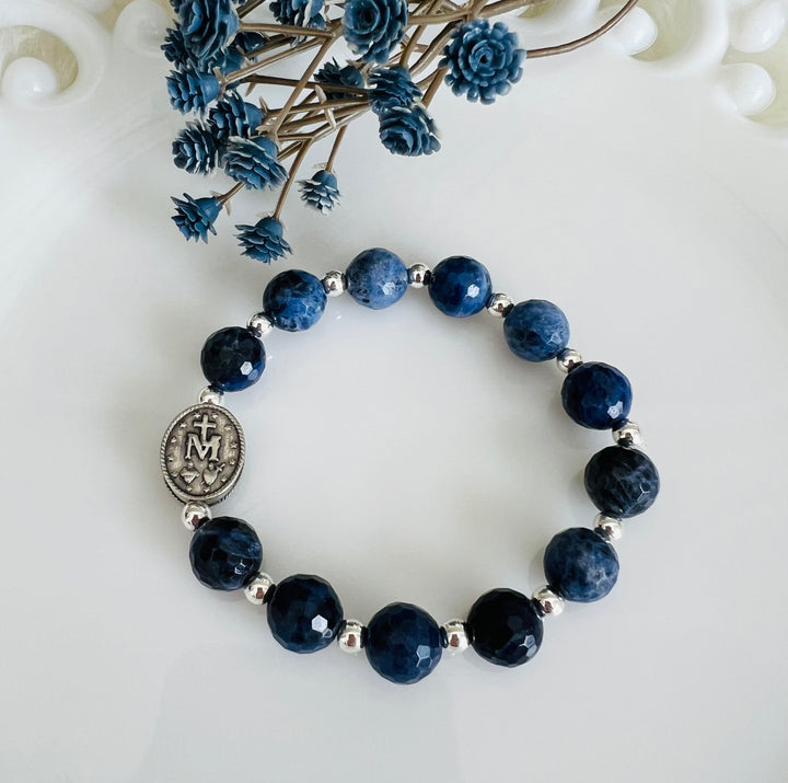 Miraculous Mary Bead with Lapis Stretch