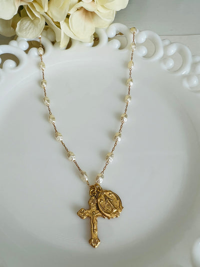 Lizzie - Crucifix adorned with Miraculous Mary