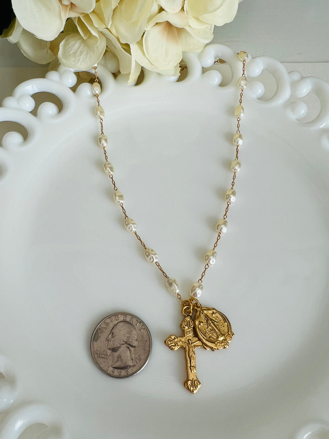 Lizzie - Crucifix adorned with Miraculous Mary