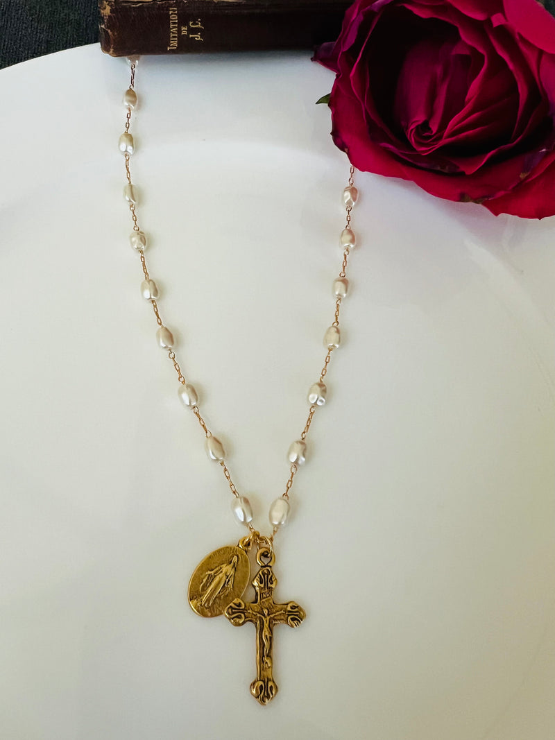 Lizzie - Crucifix adorned with Miraculous Mary