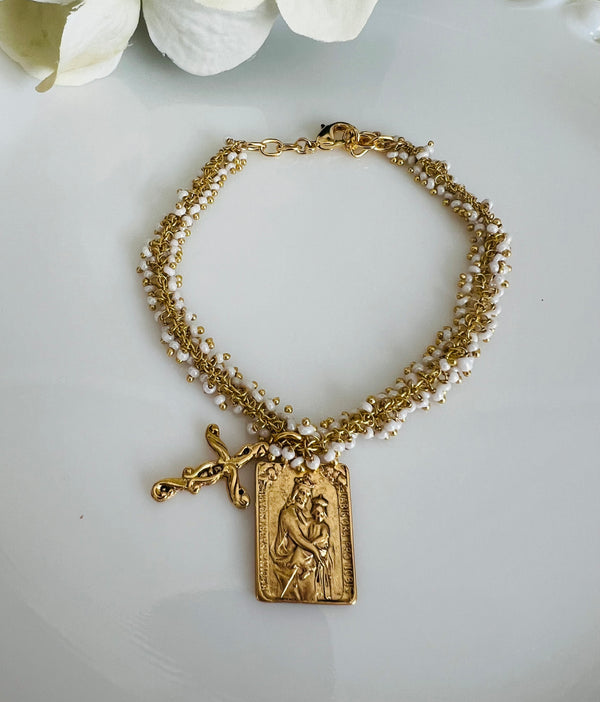 Lucia Bracelet - Cross with Mary and Jesus