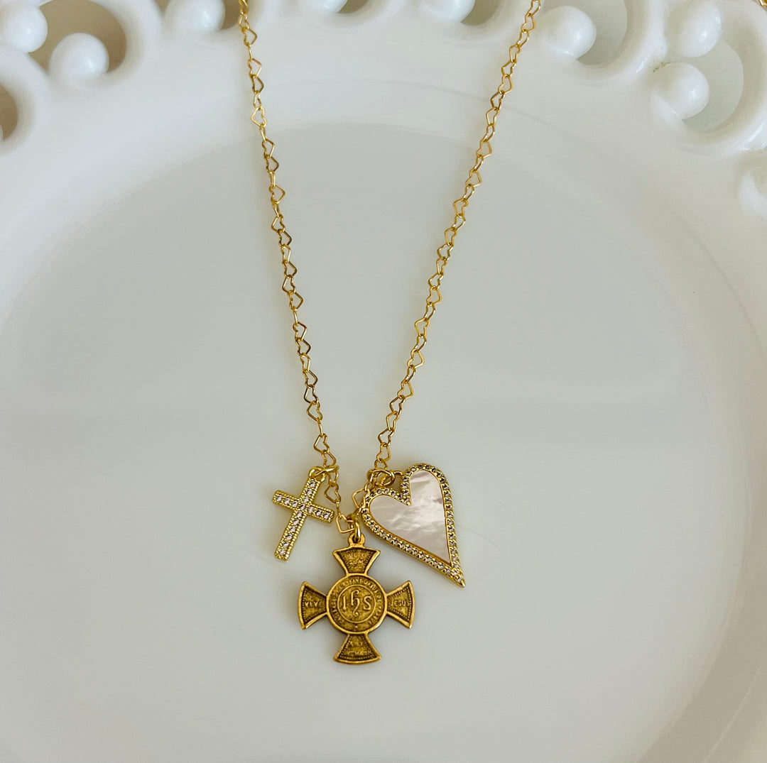Maeve - Grace-filled with Jesus, Cross and Mother of Pearl Heart