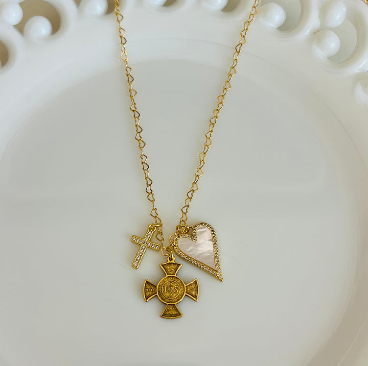 Maeve - Grace-filled with Jesus, Cross and Mother of Pearl Heart