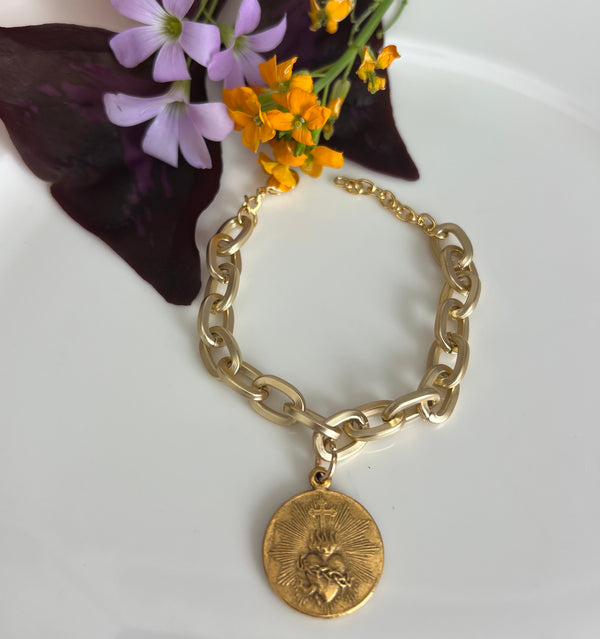 Penelope Bracelet - featuring the Sacred Heart or Miraculous Mary