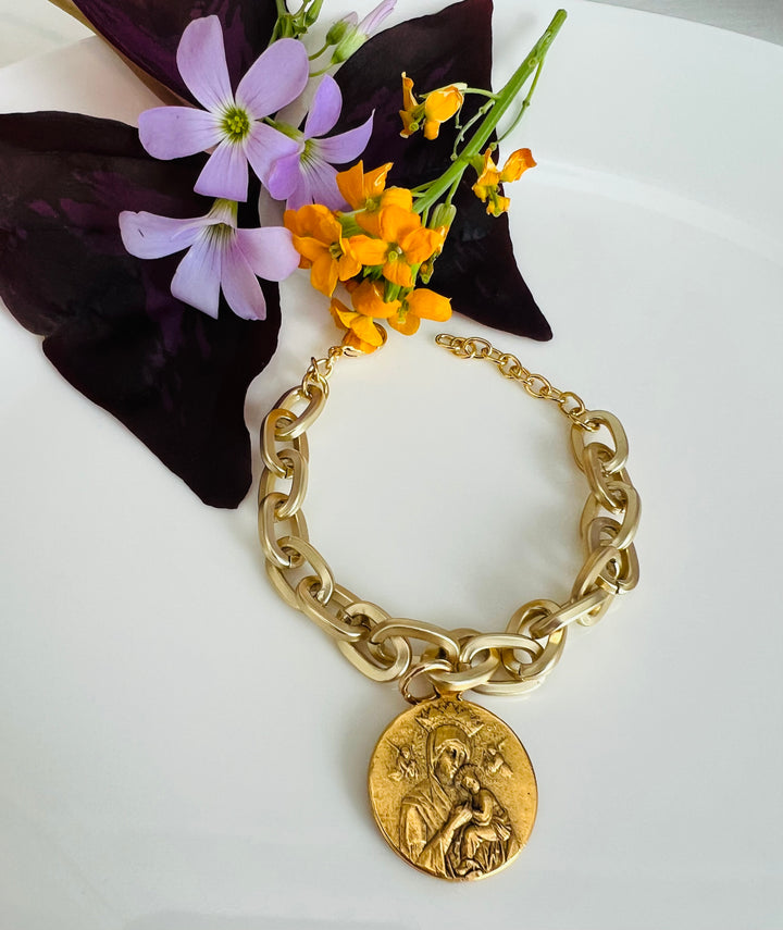 Penelope Bracelet - featuring the Sacred Heart or Miraculous Mary