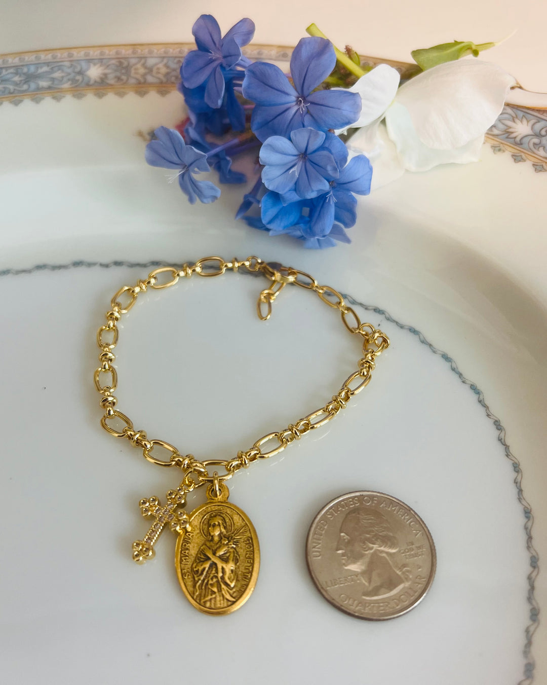 Poppy Bracelet - Miraculous Medal or St. Maria Goretti
