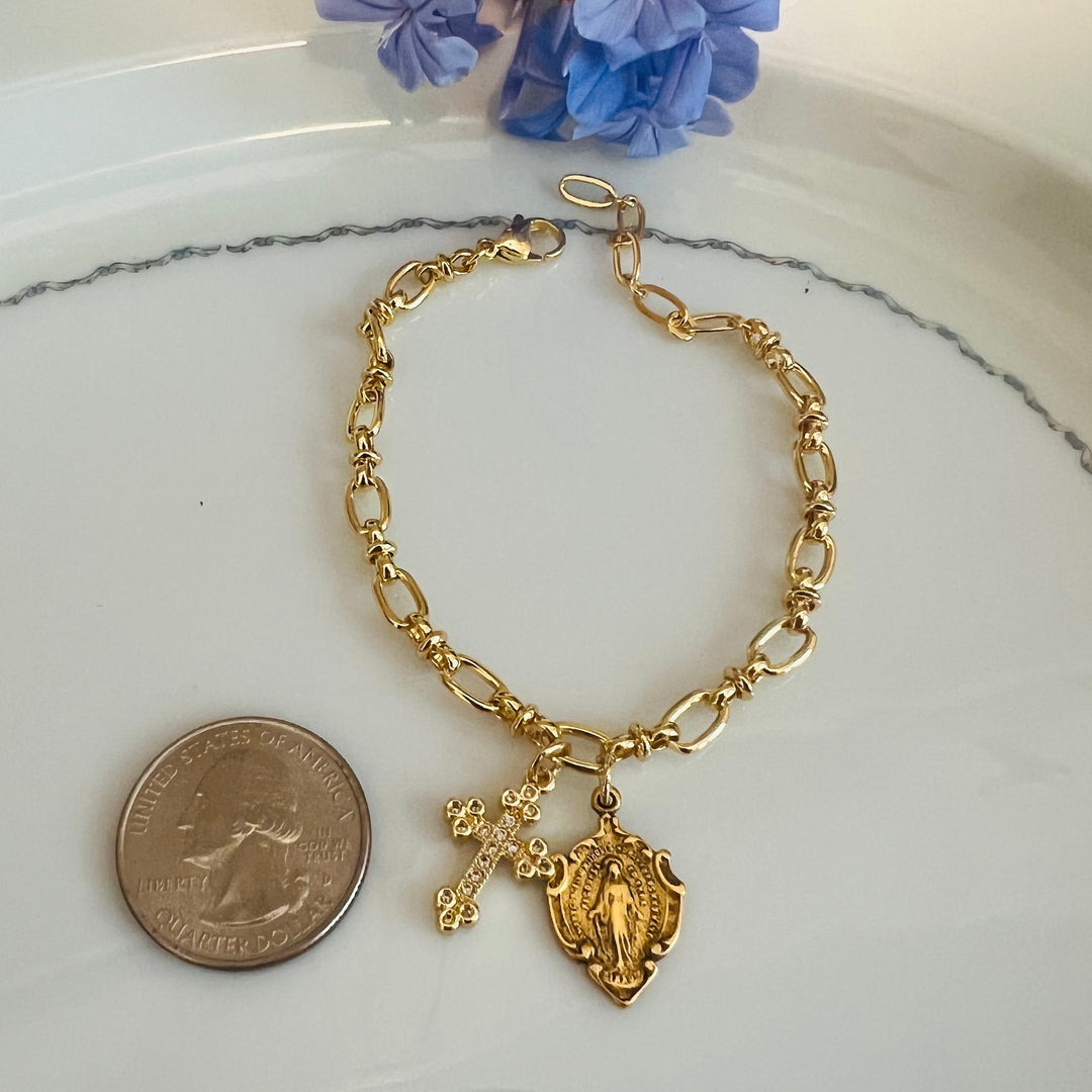 Poppy Bracelet - Miraculous Medal or St. Maria Goretti