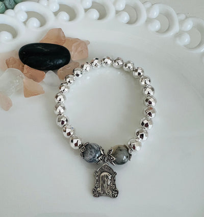 French Mary with Silver Beads