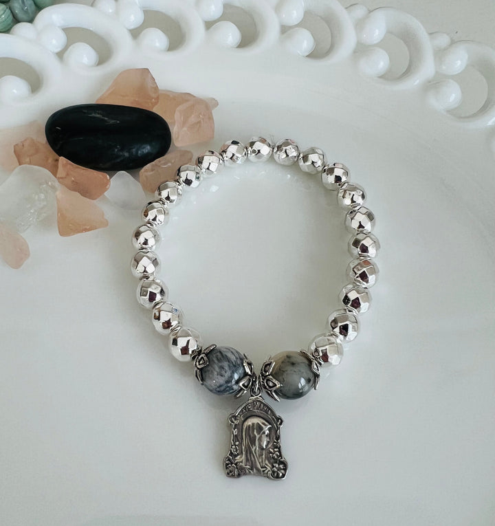 French Mary with Silver Beads