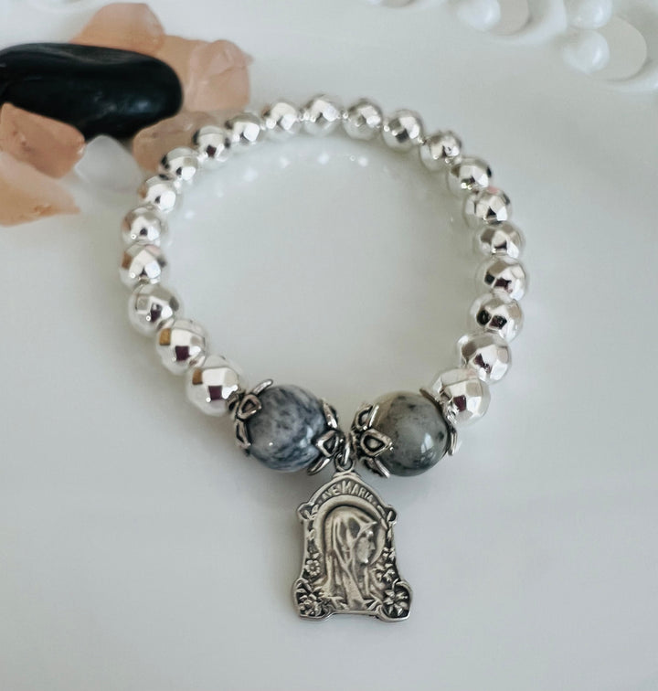 French Mary with Silver Beads