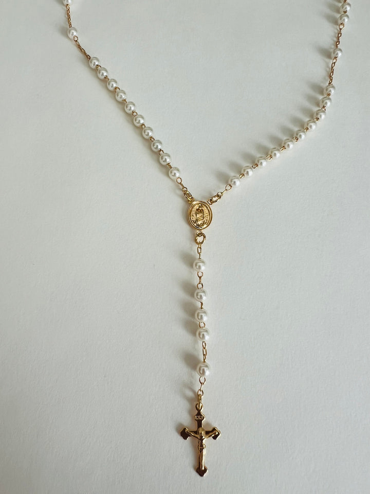 Pearl Ball Traditional Rosary Small
