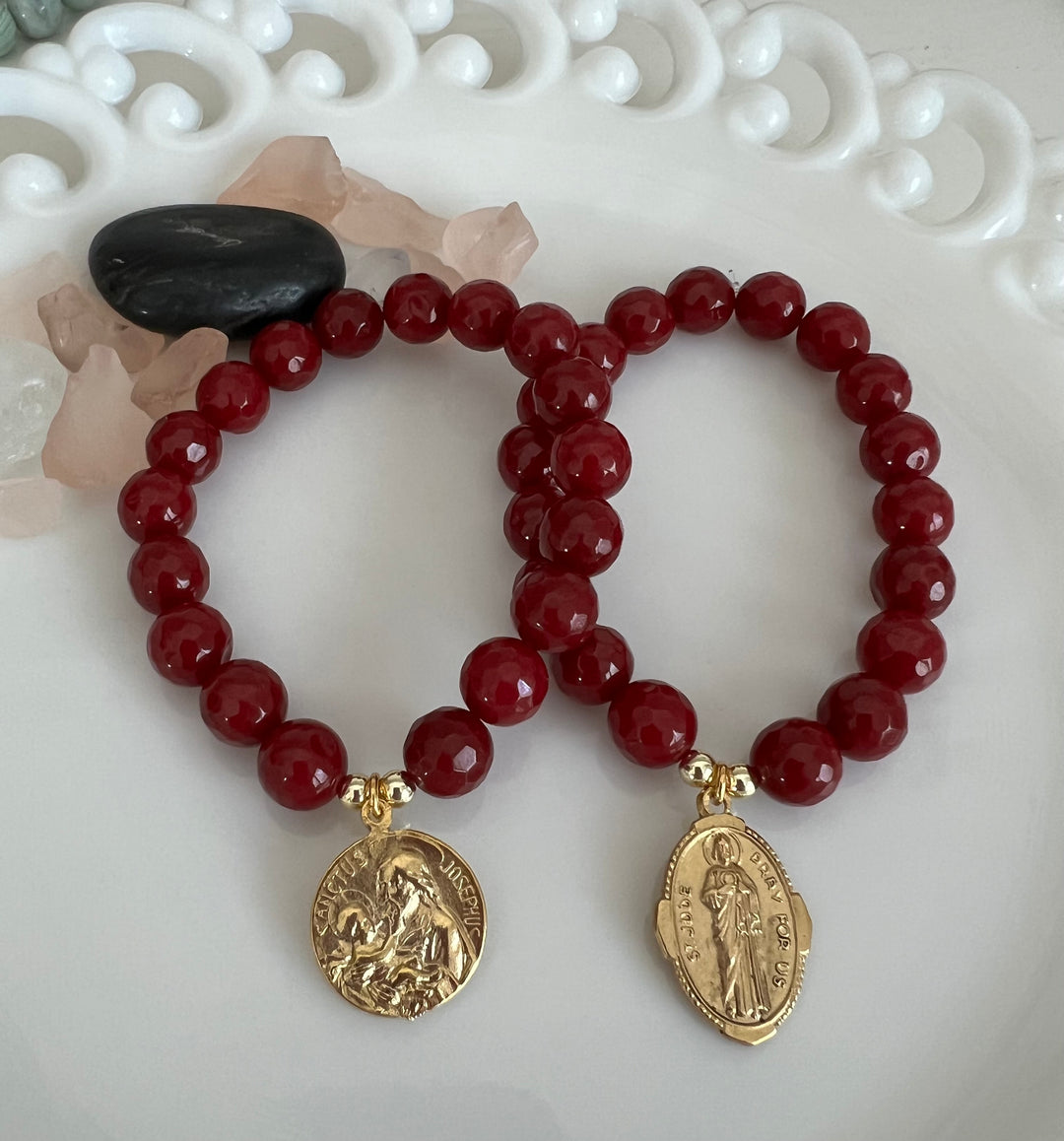 St. Joseph and Mary or St. Jude Stretch Bracelet