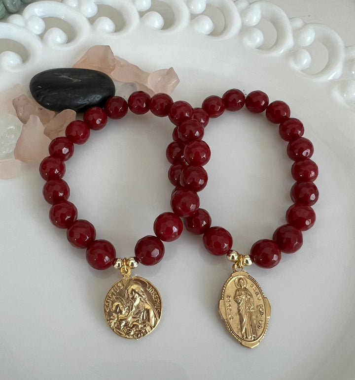 St. Joseph and Mary or St. Jude Stretch Bracelet